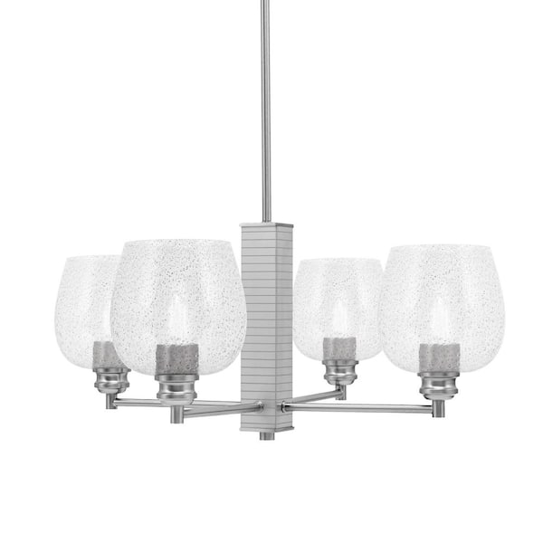 Unbranded Albany 24 in. 4-Light Brushed Nickel Chandelier with Smoke Bubble Glass Shades