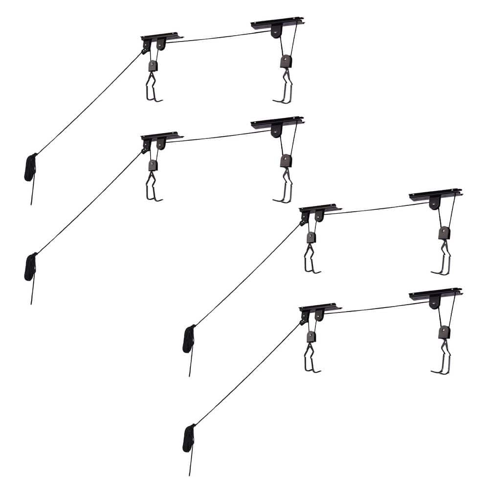 Overhead Pulley System with 100 lb Capacity for Bicycles or Ladders, Black Secure Garage Ceiling Storage (4-Pack) price history on PriceWatchPro