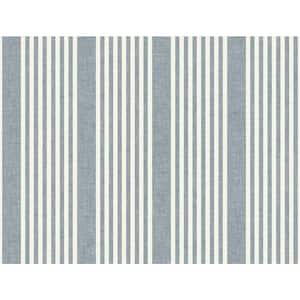 French Navy Linen Stripe Wallpaper