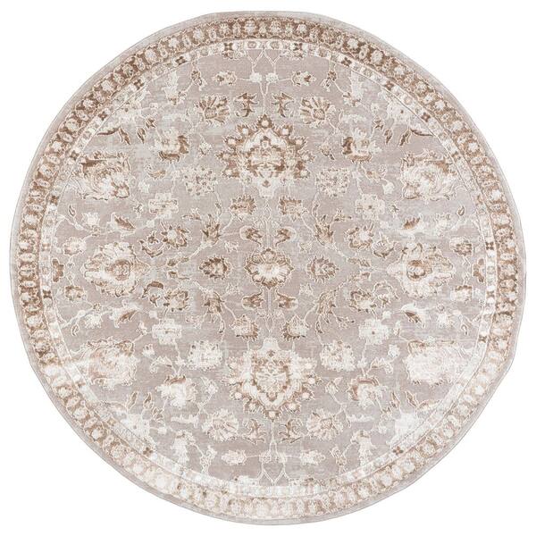 Parker 7 ft. x 7 ft. Ivory/Gold Persian Round Rug