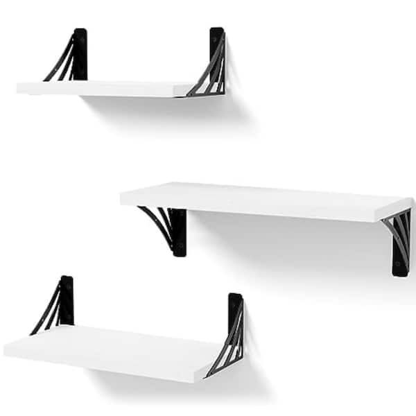Unbranded 16.5 in. W x 12 in. D White Decorative Wall Shelf, Corner Floating Shelves (3-Pack)