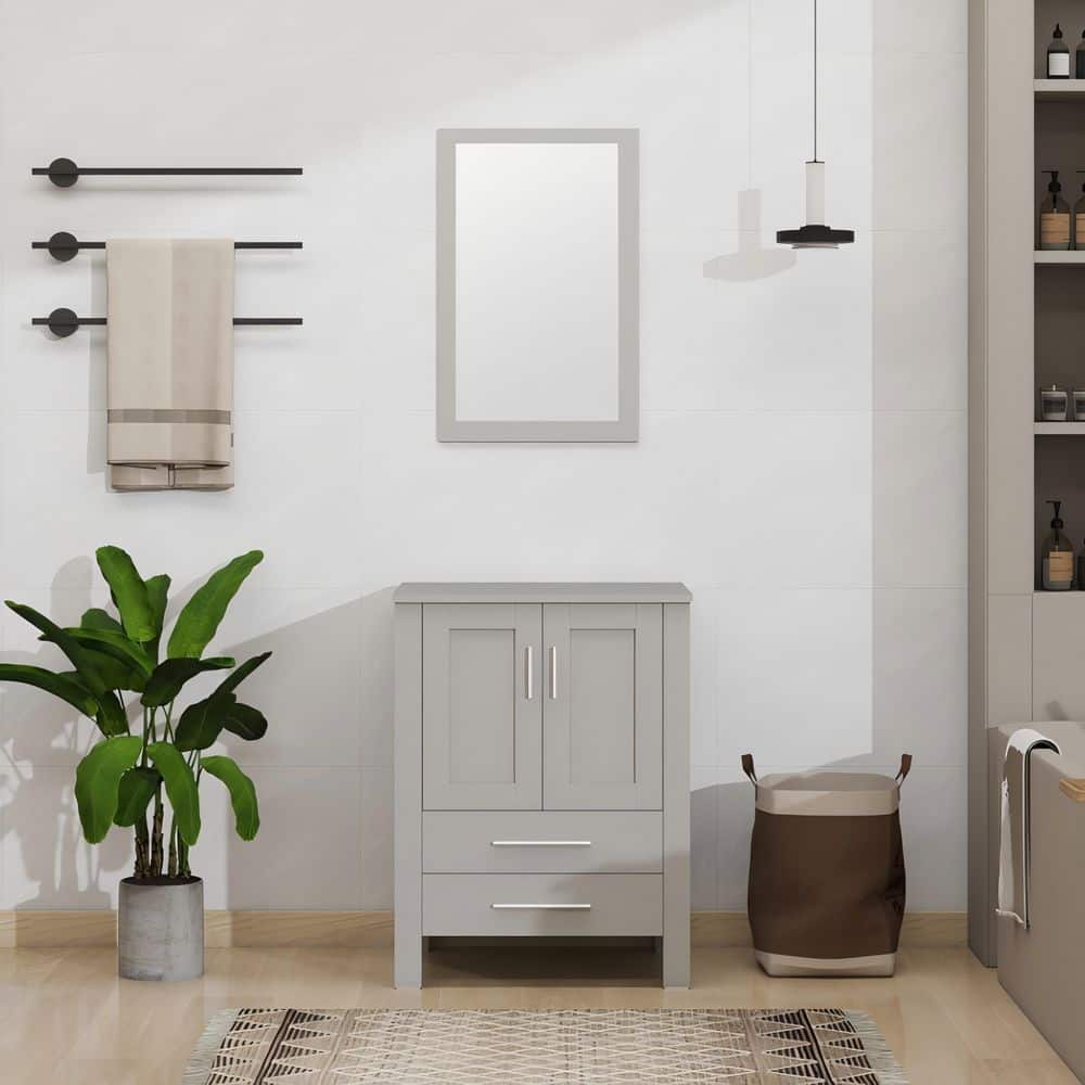 Puluomis 24 in. W x 19 in. D x 32 in. H Bath Vanity in Gray with