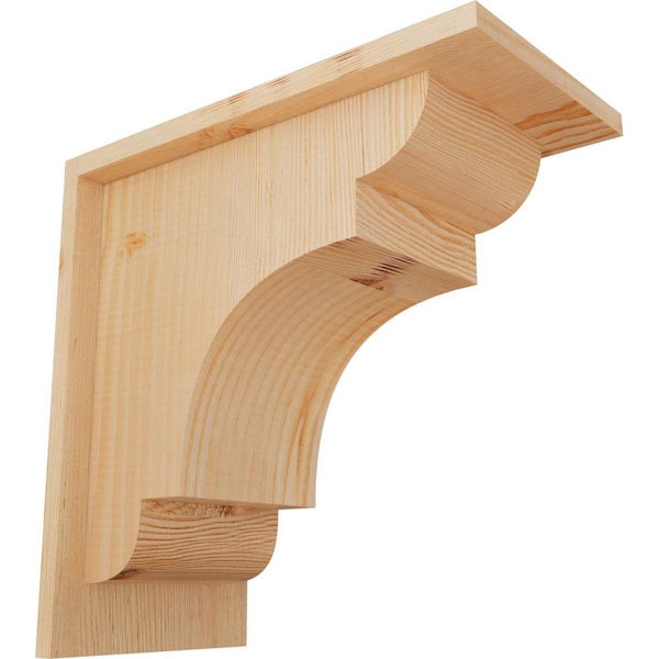 Ekena Millwork 7-1/2 in. x 14 in. x 14 in. New Brighton Smooth Douglas Fir Corbel with Backplate