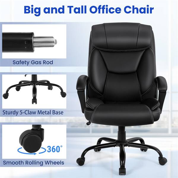 Costway 500 lb. Black Executive PU Leather Adjustable Height