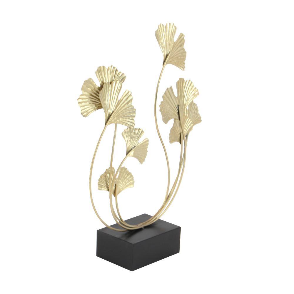 22" Gold Distressed Metal Floral Leaf Sculpture