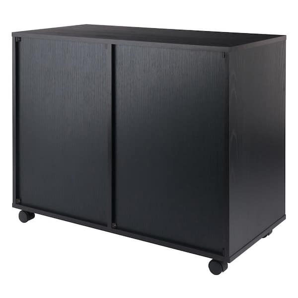 WINSOME WOOD Halifax Black Cabinet with 6 Small Drawers and 2