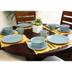 Alemany 16-Piece Patterned Blue Stoneware Dinnerware Set (Service for 4)