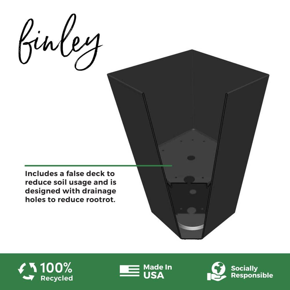 Tall Black Recycled Plastic Indoor/Outdoor Planter, 25"