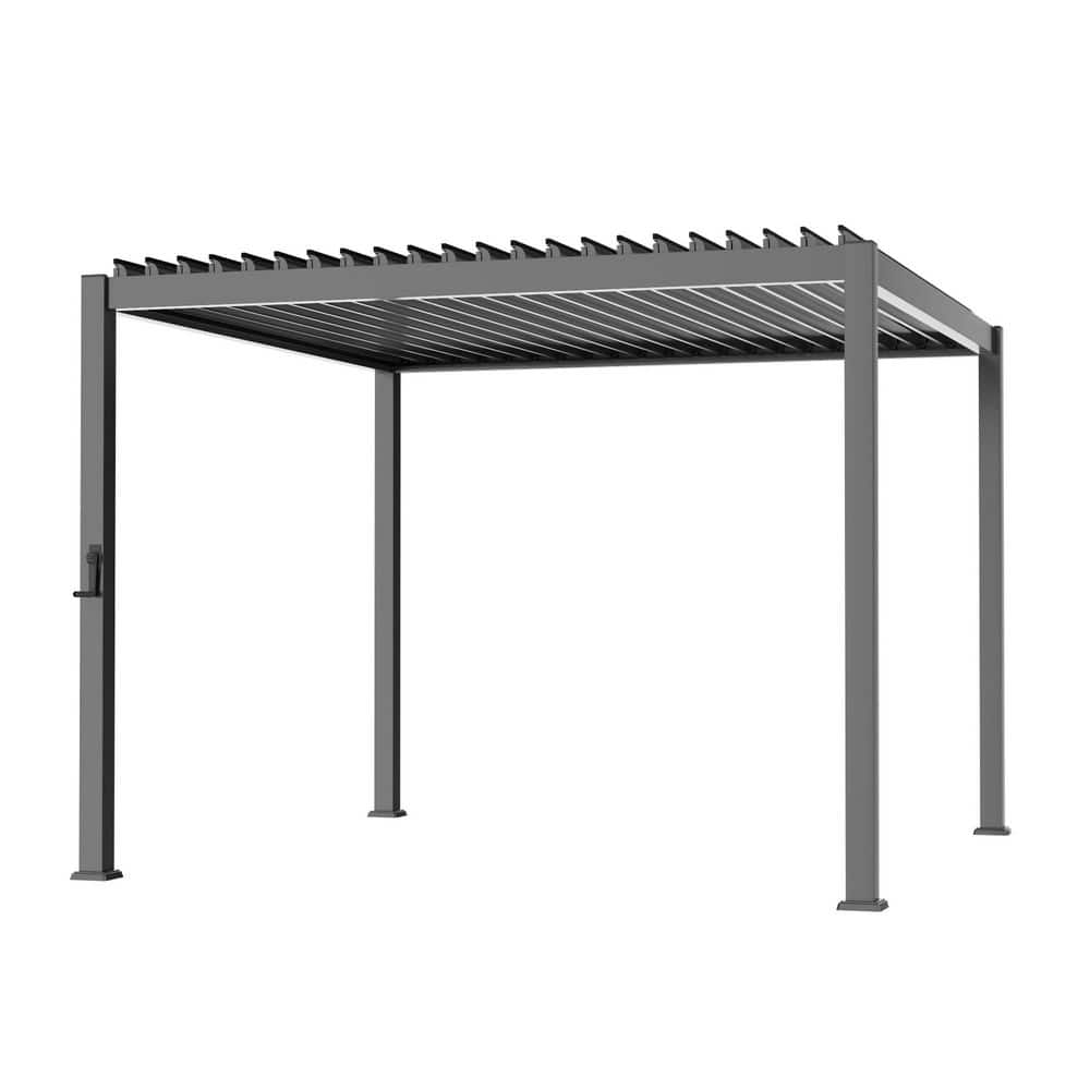 10 ft. x 10 ft. Charcoal Gray Powder-Coated Louvered Aluminum Steel Pergola with Adjustable Roof price history on PriceWatchPro
