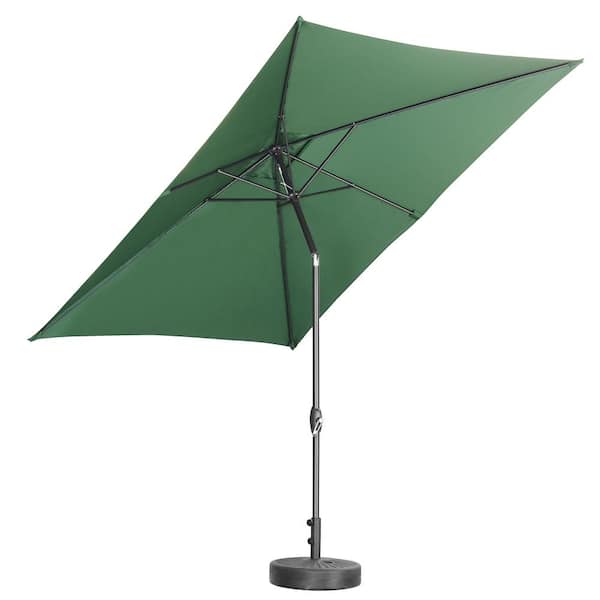 Tatayosi 10 ft. x 6.5 ft. Steel Rectangle Outdoor Patio Market Umbrella with Push Button Tilt and Crank in Green