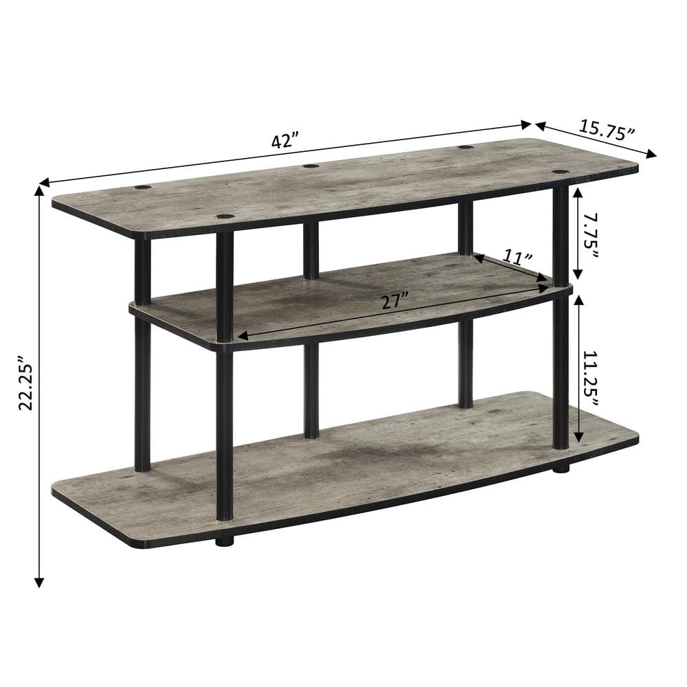 Modern Faux Birch and Black 3-Tier Wide TV Stand