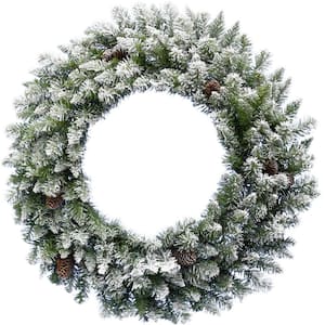 36 in. Frosted Pine Artificial Christmas Wreath with Pinecones