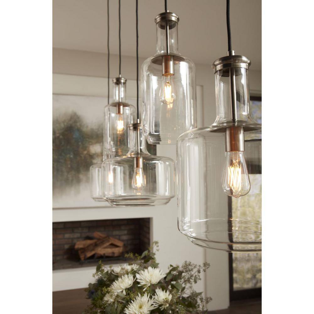 Latrobe Brushed Nickel Pendant with Clear Glass Shade