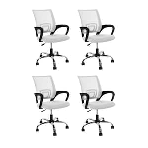 Upholstery Adjustable Height Ergonomic Standard Chair in White - Set of 4