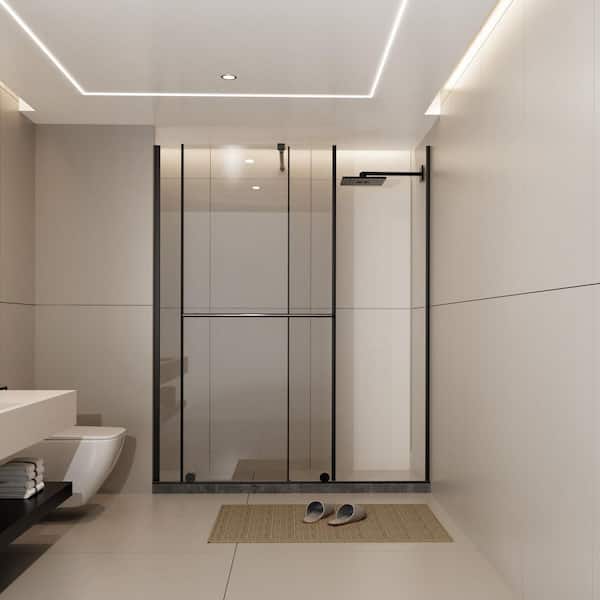 30-60 in., W x 72 in., H Sliding Door Walk-in Shower Doors, Screen Dual Usage, 1/4 in., Tempered Glass Panel, Black