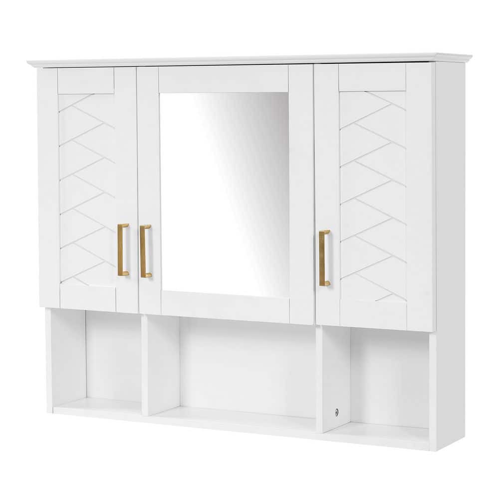 35 in. W x 28.7 in. H White Wood Framed Rectangular Wall Mount Medicine Cabinet with Mirror price history on PriceWatchPro