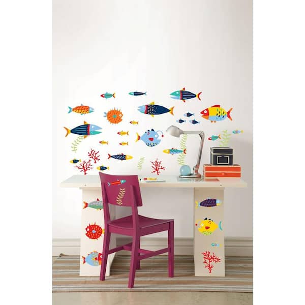 WallPops 3.5 in. x 2 in. Fish Tales Wall Art Decal Kit