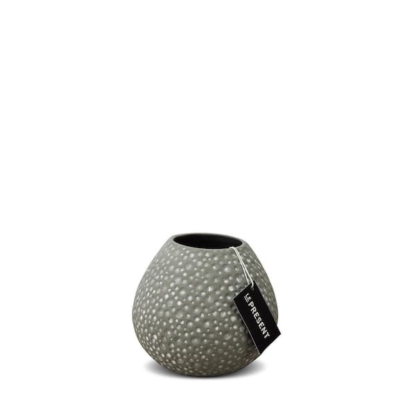 Unbranded Drop Wide Short Ceramic Vase In Lunar Gray Matte 6 in. Height