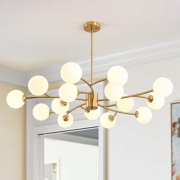 Y'INSP 15-Light Mid-Century Brushed Gold Sputnik Style Branch