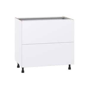 Fairhope Bright White Slab Assembled Base Kitchen Cabinet with 3 Drawers (36 in. W x 34.5 in. H x 24 in. D)