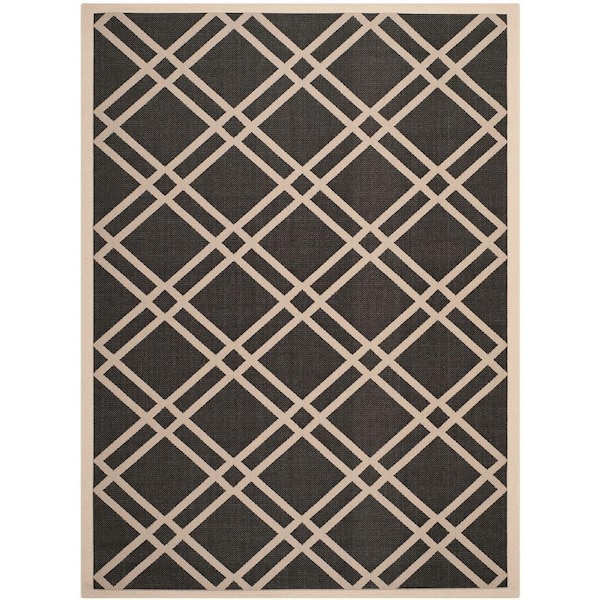 SAFAVIEH Courtyard Black/Beige 9 ft. x 12 ft. Geometric Indoor/Outdoor Patio  Area Rug