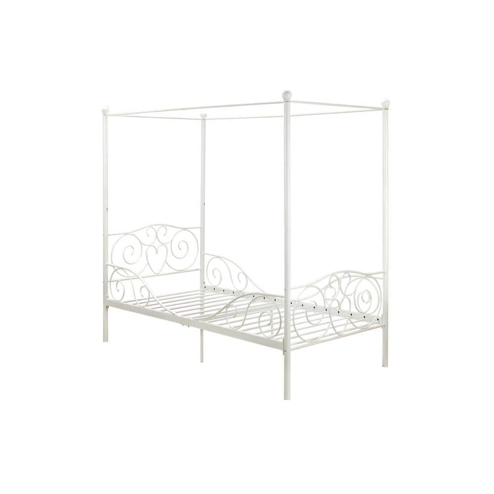 Capri White Twin Size Metal Bed Frame