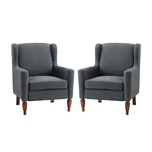 Arwid Charcoal Armchair with Solid Wood Legs Set of 2