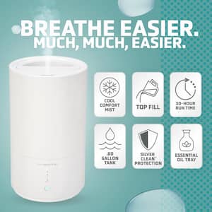 0.80 Gal. 320 sq. ft. Cool Mist Ultrasonic Humidifier with Aromatherapy Tray