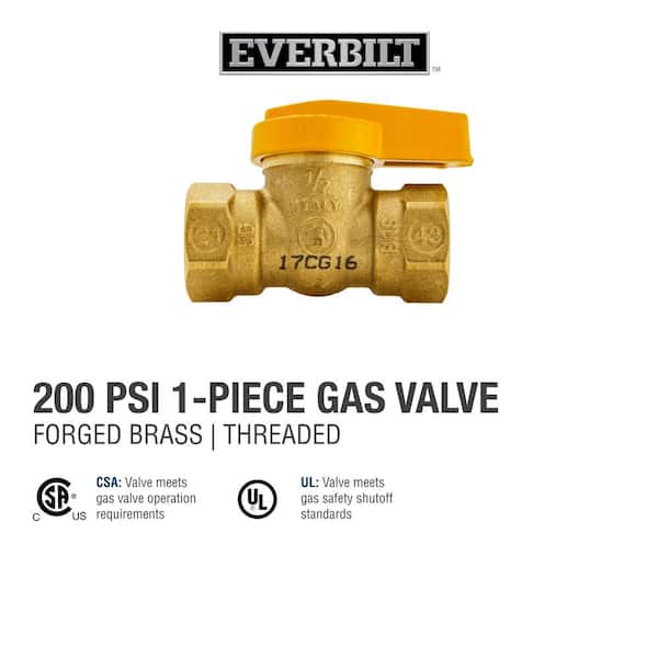 Everbilt 1/2 in. Brass Lever-Handle FPT 1-Piece Body Gas Ball