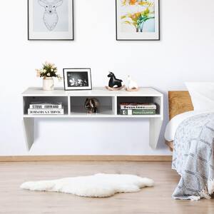 42.5 in. White Wall Mounted Floating Computer Table Desk Storage Shelf