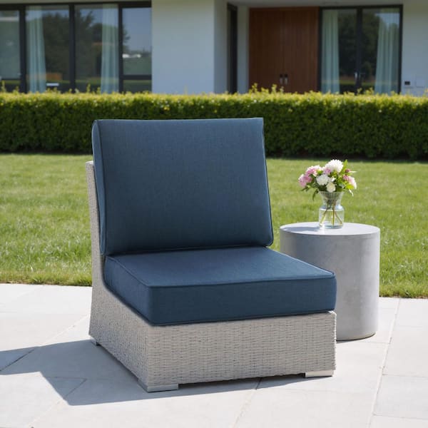 18.09in.x23.60in. 22.81in.x24.38in. 2-Piece Deep Seat Outdoor Lounge Chair Cushion/Throw Pillow Set in Sunbrella Navy