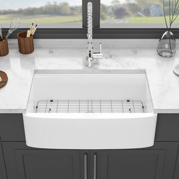 Xzkai 33 in. Farmhouse/Apron-Front Single Bowls Ceramic Kitchen