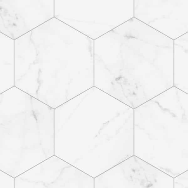 Classico Carrara Hexagon 7 in. x 8 in. Porcelain Floor and Wall Tile (7.5 sq. ft./Case)