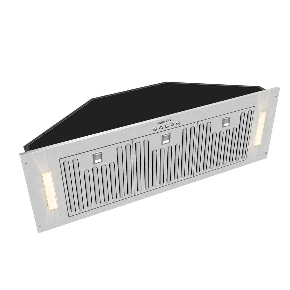 Akicon Range Hood Insert/Built-In 36 in. Ultra Quiet Powerful Vent Hood with LED Lights, 3-Speeds, 600 CFM, Stainless Steel, Silver -  AK-Hood 36 Cold
