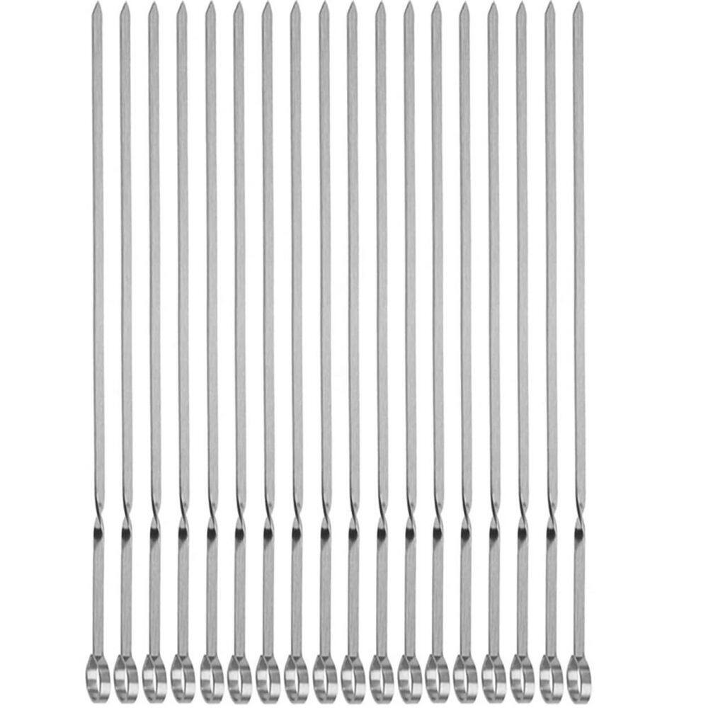 18 Pack Stainless Steel Flat Kabob Skewers 14 Inch Metal BBQ Grilling Sticks Reusable for Meat Chicken Veggies price history on PriceWatchPro