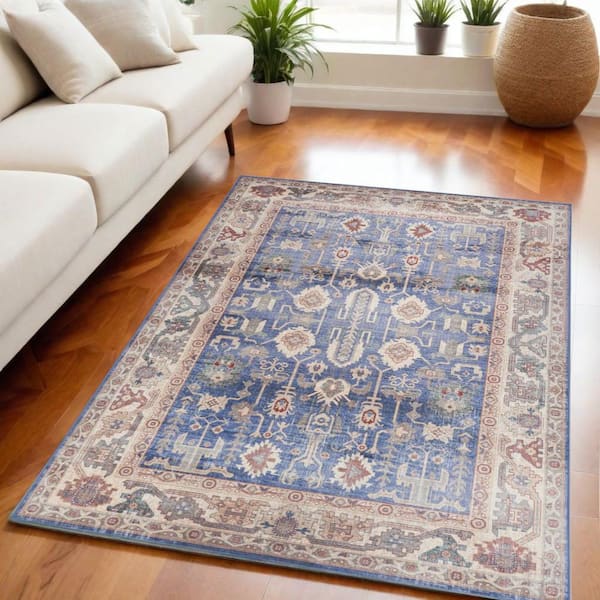 Homeroots 5 ft. x 7 ft. Beige Blue an...