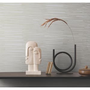 White and Glint Water Reed Thatch Textured Non-Pasted Paper Wallpaper