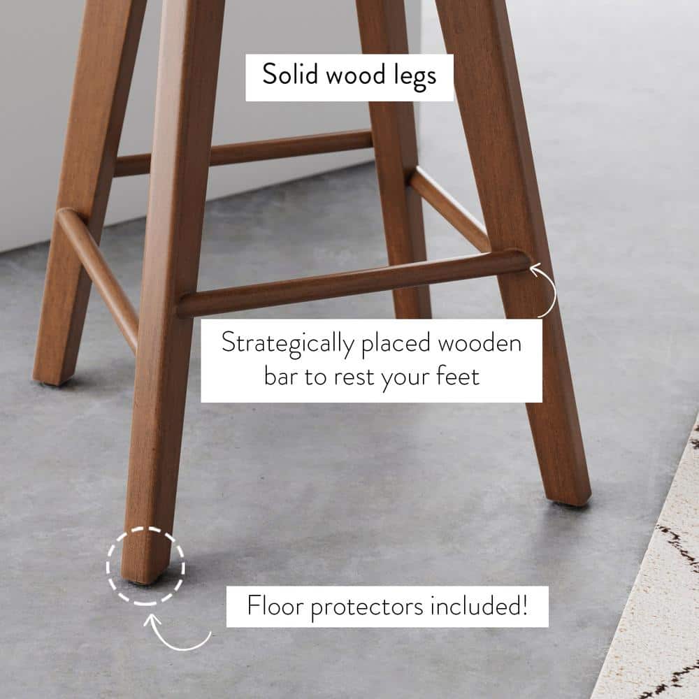 Amalia 26'' Antique Coffee and Natural Wheat Swivel Counter Stools