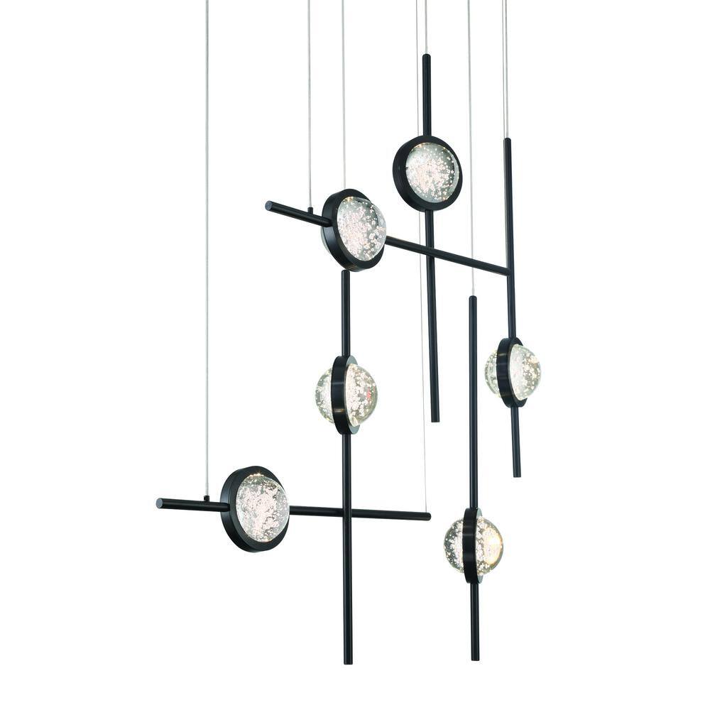 Barletta Black 6-Light LED Chandelier with Clear Glass Shades
