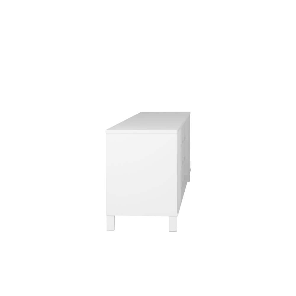 White Wooden Entryway Shoe Storage Bench with 14 Cubbies