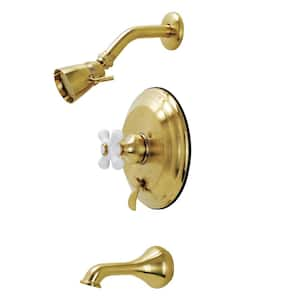 Restoration Single Handle 1-Spray Tub and Shower Faucet 1.8 GPM with Corrosion Resistant in. Brushed Brass