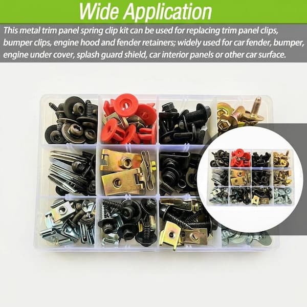 HSEAMALL Kit 115 Pcs U Clips + Vis | Assortiment Clips De Fixation Auto Universels Pour Pare-chocs, Panneaux, Portes, Intérieur Voiture