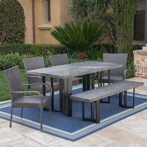 Fossili Grey 6-Piece Faux Rattan Outdoor Dining Set