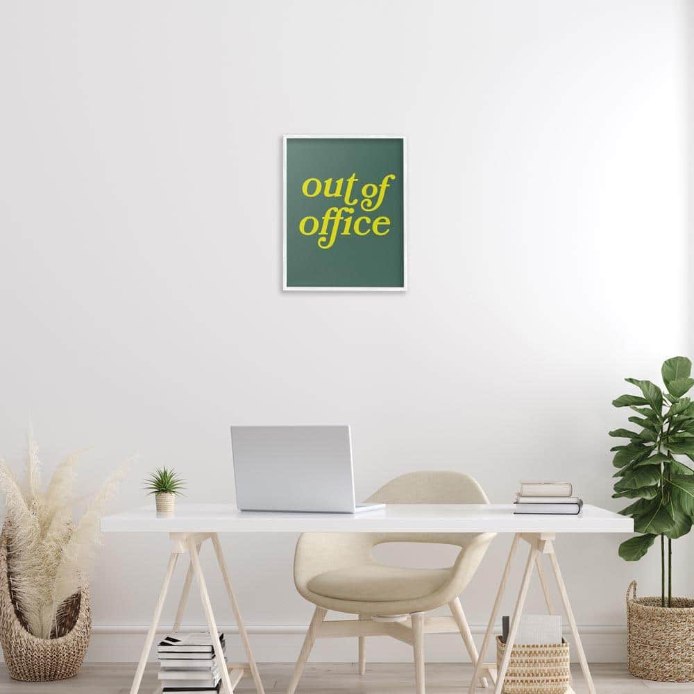 Minimal Out Of Office by Victoria Barnes White Framed Typography Giclee Art Print 20 in. x 16 in.