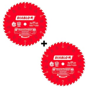 10 in. x 40-Tooth General Purpose Circular Saw Blade Value Pack (2-Pack)