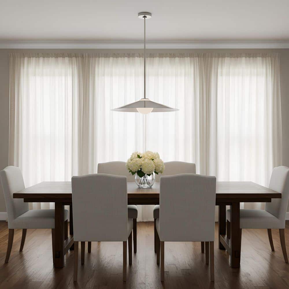 Astra 24 in. W x 5.75 in. H 1-Light Brushed Nickel Modern Pendant Light with Steel and White Opal Etched Glass Shade price history on PriceWatchPro