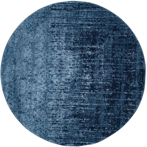 SAFAVIEH Retro Light Blue/Blue 4 ft. x 4 ft. Round Floral Distressed Area Rug