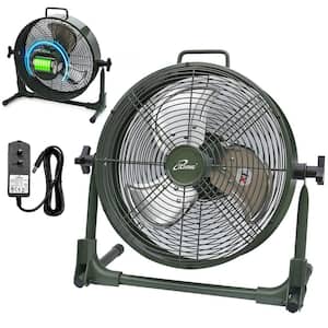 12 in. Rechargeable Battery-Operated Camping Floor Fan, High Velocity Portable Outdoor Fan with Built-in Lithium Battery