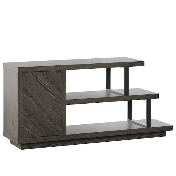 Twin Star Home 60 in. Curtis Oak TV Stand Fits TV's up to 55 in. with Asymmetrical Storage