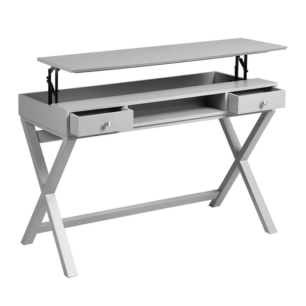 VERYKE 44.1 in. Rectangle Gray Wood 2Drawer Computer Desk Writing